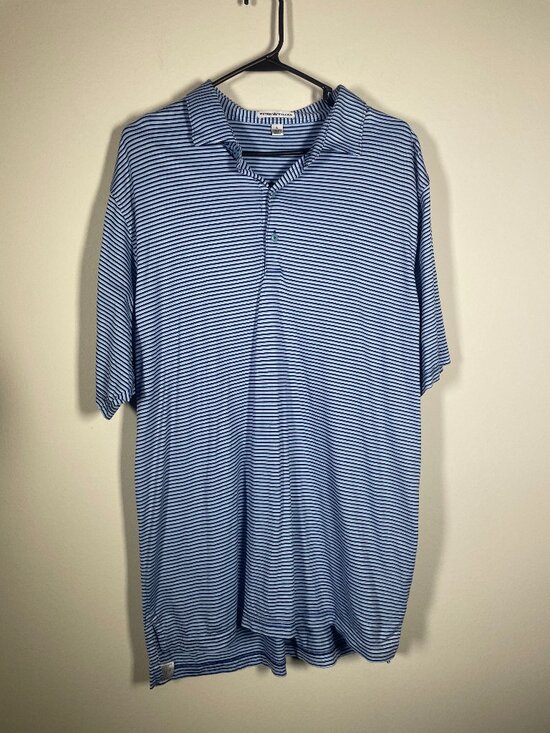 Peter Millar Other - Peter Millar Men's Vintage Stripe Blue Polo Shirt Large 100% Cotton Golf!